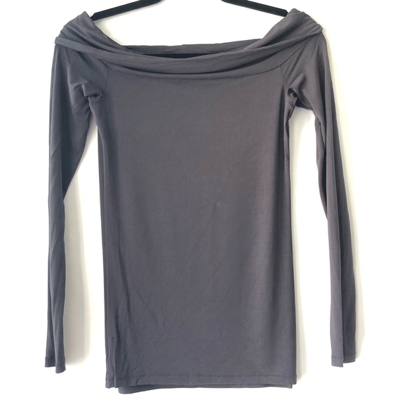 Aritzia Wilfred Off The Shoulder Grey Long Sleeve Bodel Top Size Medium - Picture 10 of 12